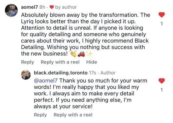 Instagram review of Black Mobile Detailing — Cadillac Lyriq